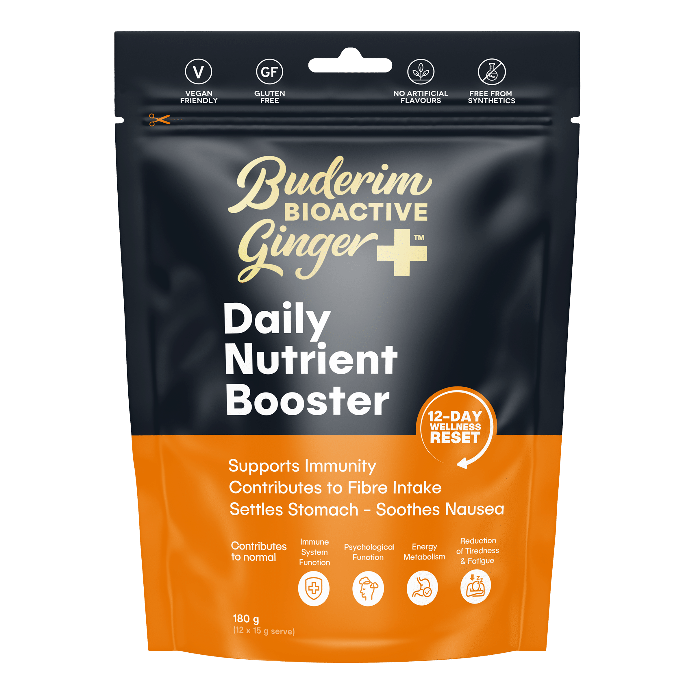 Buderim Ginger Snack Foods Buderim Ginger Bioactive + Daily Nutrient Booster 180g