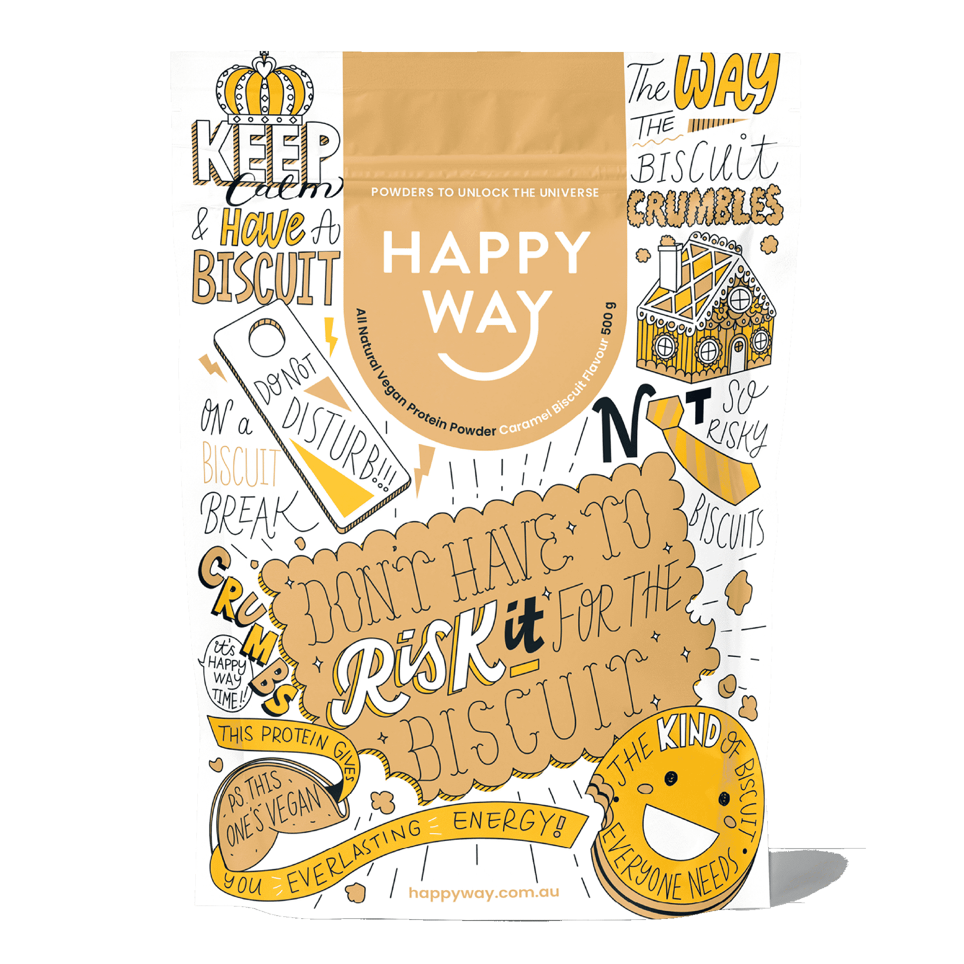 Happy Way Caramel Biscuit Vegan Protein Powder 500g official product image
