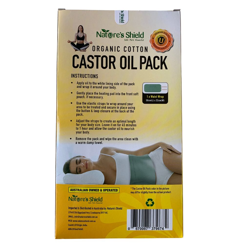 Nature's Shield Organic Cotton Castor Oil Pack Waist Wrap (50cm x 22cm)