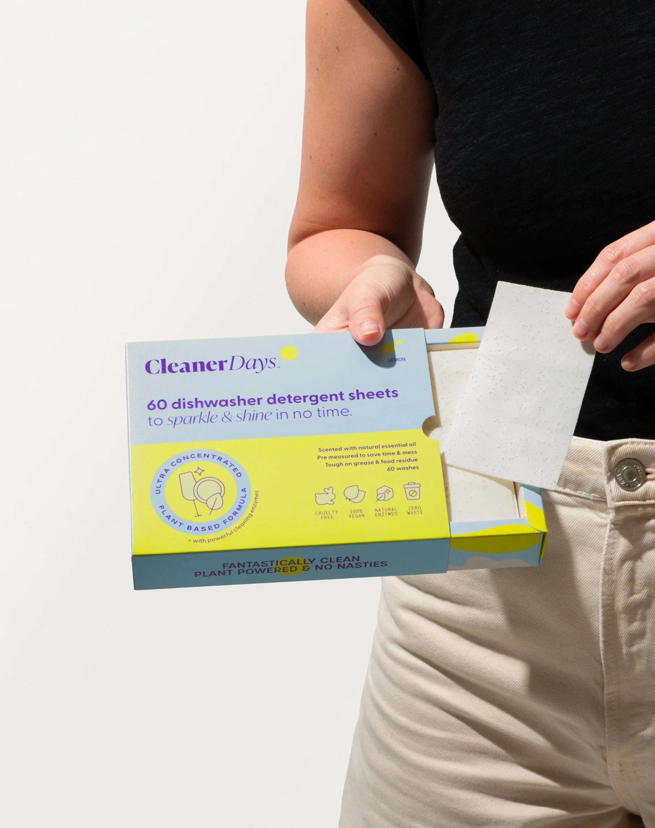 Cleaner Days Laundry Supplies Cleaner Days Dishwasher Detergent Sheets Lemon 60pcs