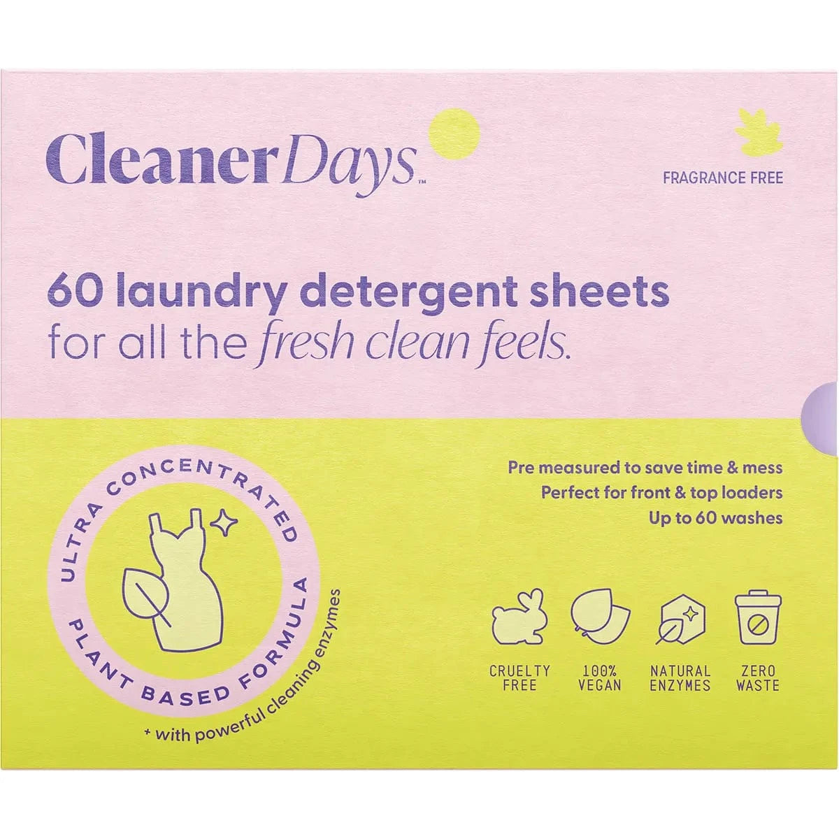 Cleaner Days Laundry Supplies Cleaner Days Laundry Detergent Sheets Fragrance Free 60pcs