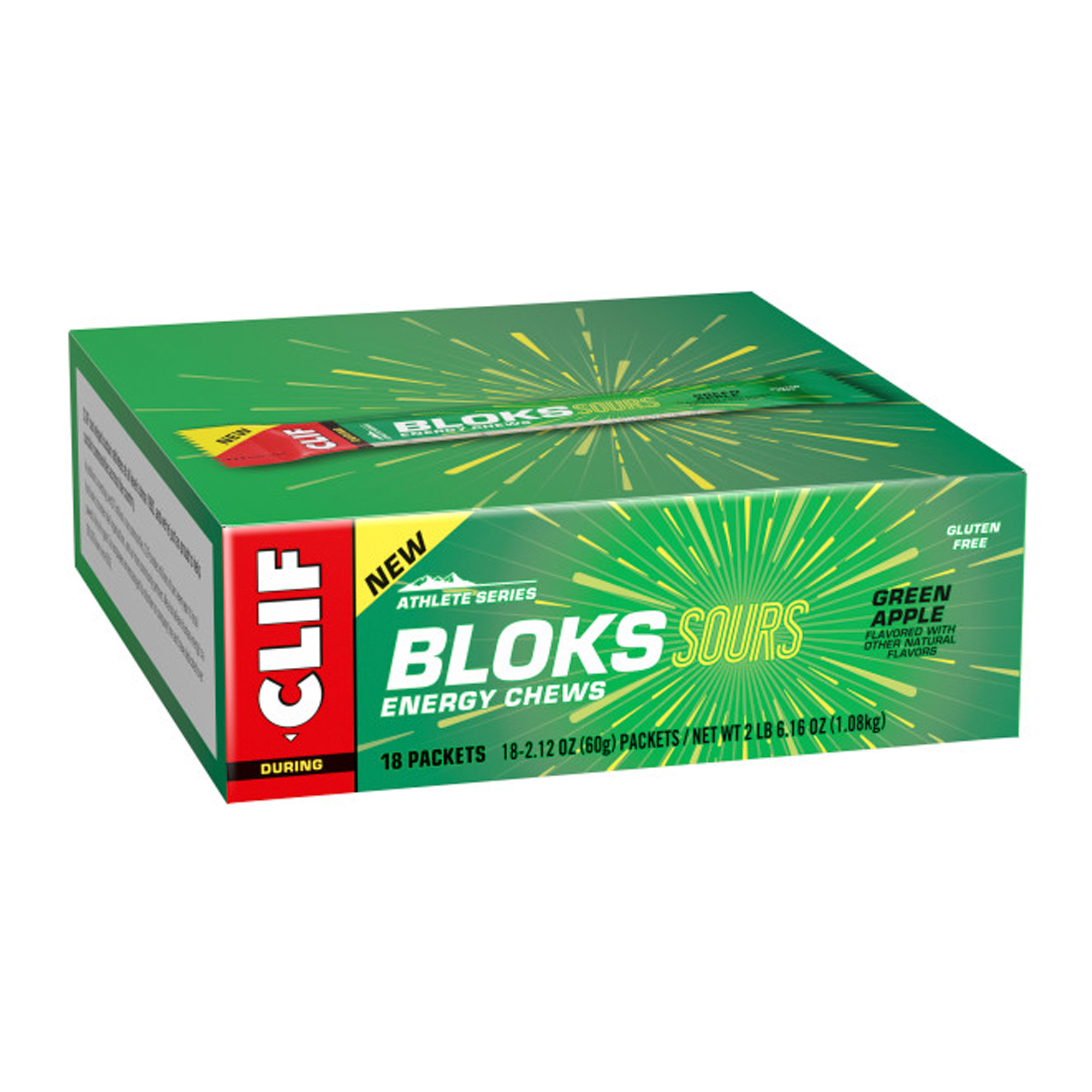 CLIF Bloks Energy Chews Sour Green Apple 18x60g