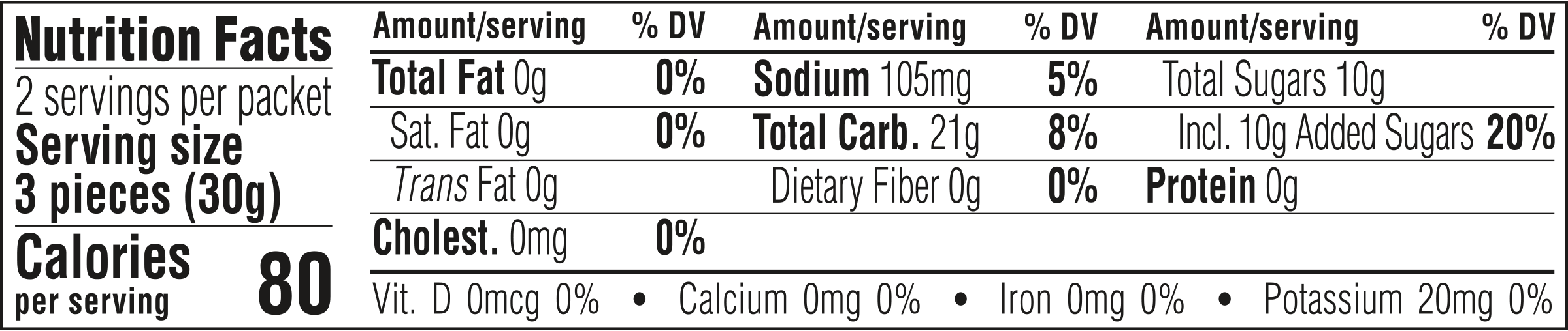 CLIF BLOKS Sour Green Apple 60g nutrition and ingredients