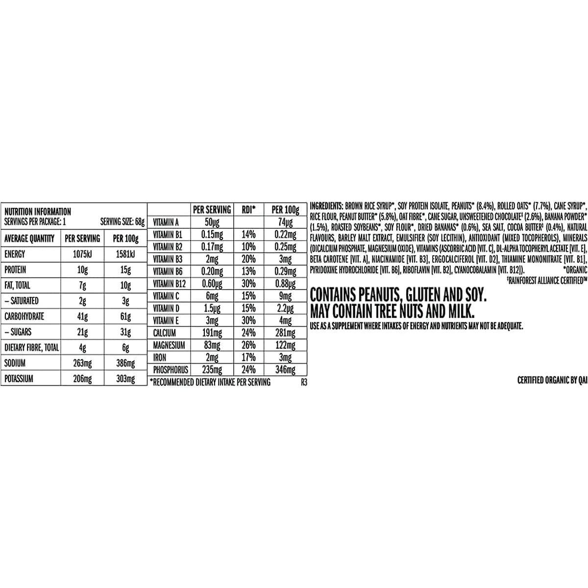 Clif Protein Bars Clif Energy Bar Peanut Butter Banana with Dark Chocolate 12x68g