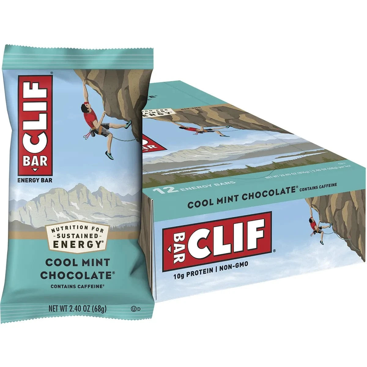 Clif Snack Foods (Clearance - BBD 03/07/25) Clif Energy Bar Cool Mint Choc 49mg Caffeine 12x68g