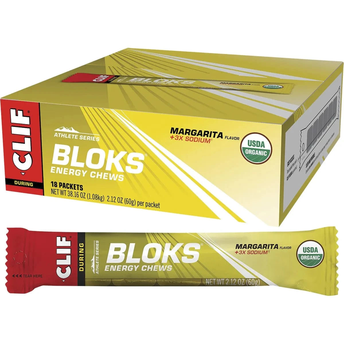 Clif Snack Foods Margarita Flavor with 3X Sodium 18 x 60g CLIF Bloks Energy Chews