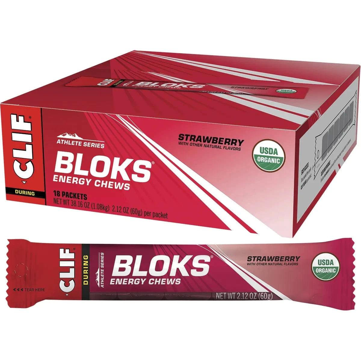 Clif Snack Foods Strawberry Flavor 18 x 60g CLIF Bloks Energy Chews
