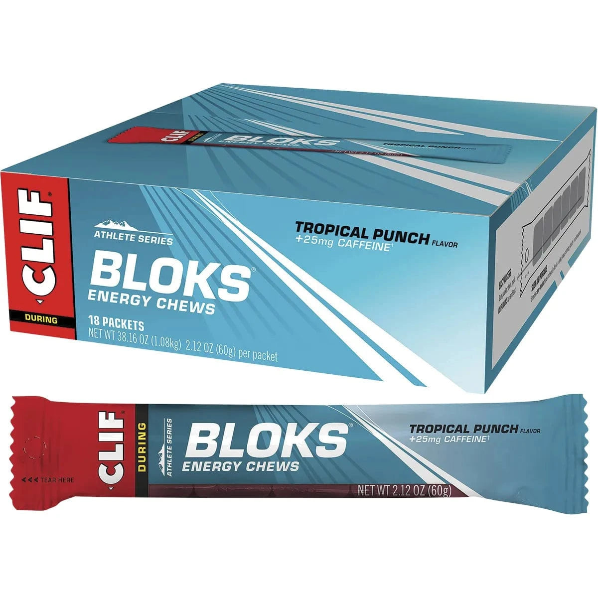 Clif Snack Foods Tropical Punch Flavor with Caffeine 18 x 60g CLIF Bloks Energy Chews