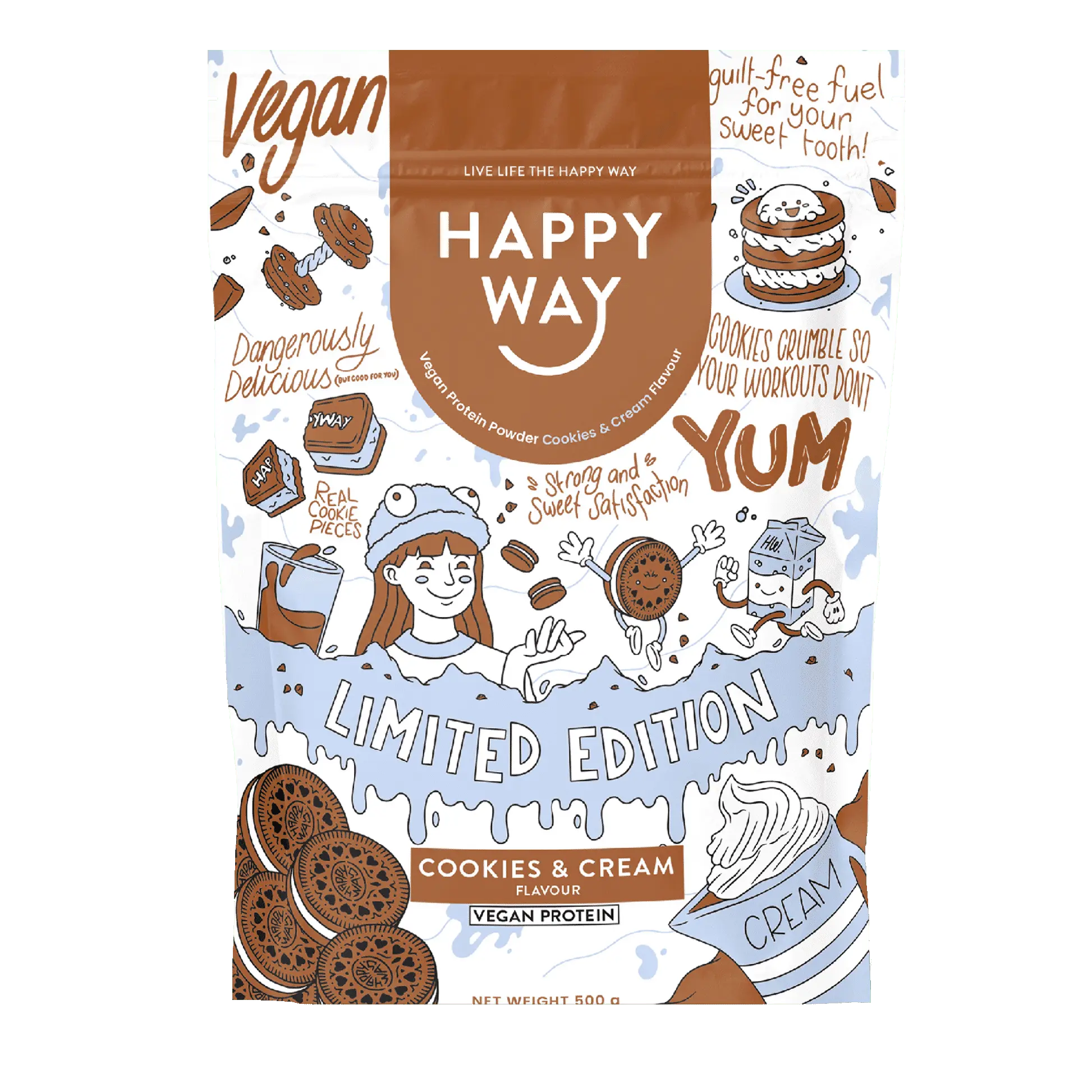 Happy Way Vegan Protein Powder Cookies & Cream 500g product image 2