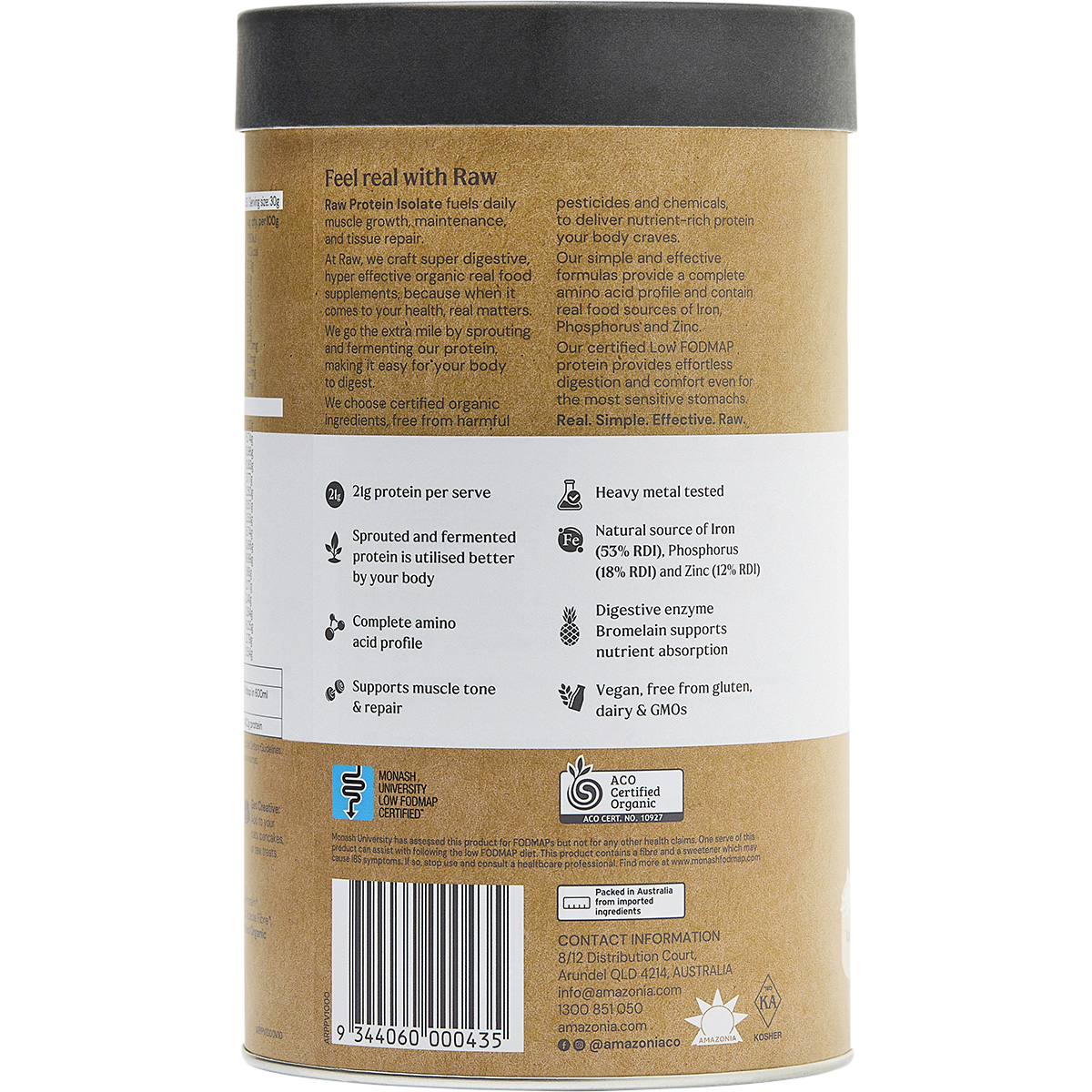Amazonia Raw Protein Isolate Vanilla 1kg back image