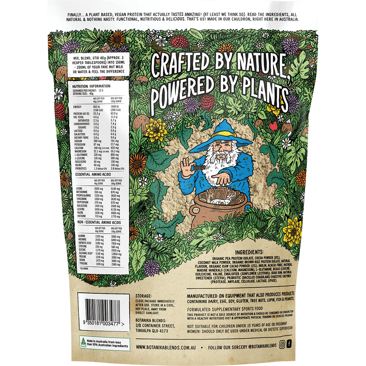 Botanika Blends Plant Protein Cacao Hazelnut 500g back image