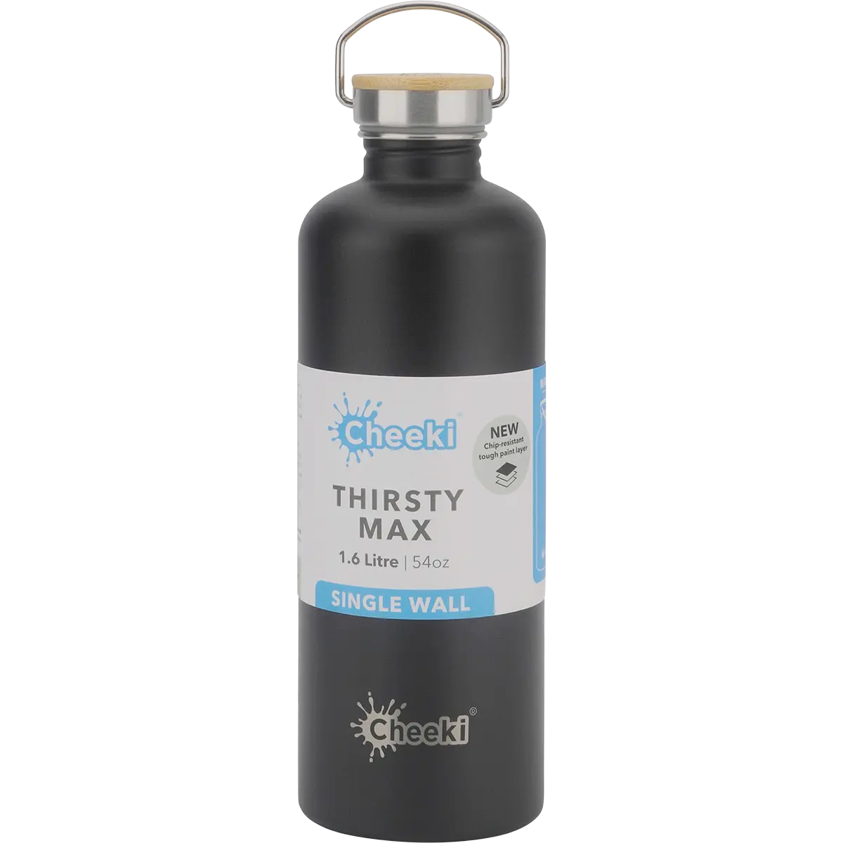 Cheeki Stainless Steel Bottle Matte Black 'Thirsty Max' 1.6L