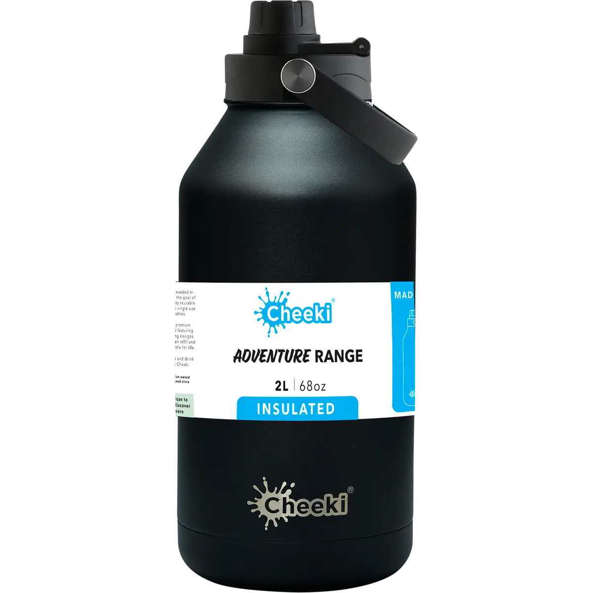 Cheeki Stainless Steel Bottle Adventure Insulated Black 2L