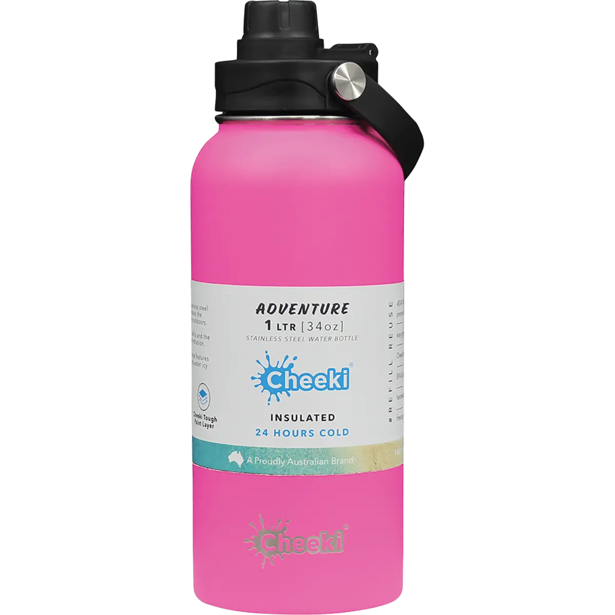 Cheeki Insulated Adventure Stainless Steel Bottle Magenta 1L