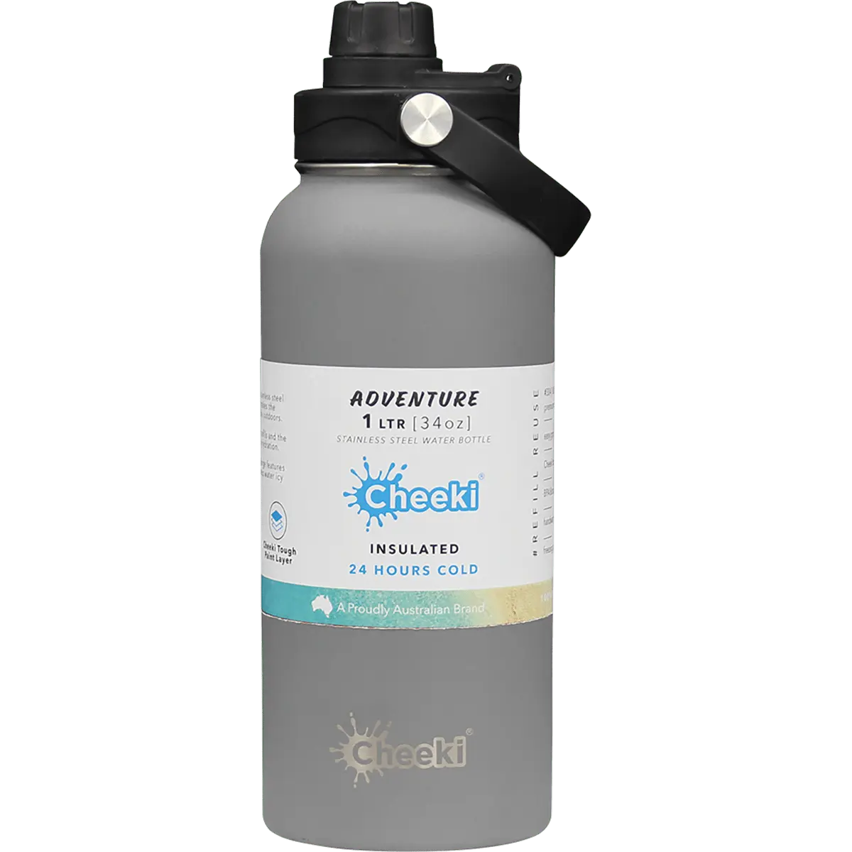 Cheeki Insulated Adventure Stainless Steel Bottle Slate 1L