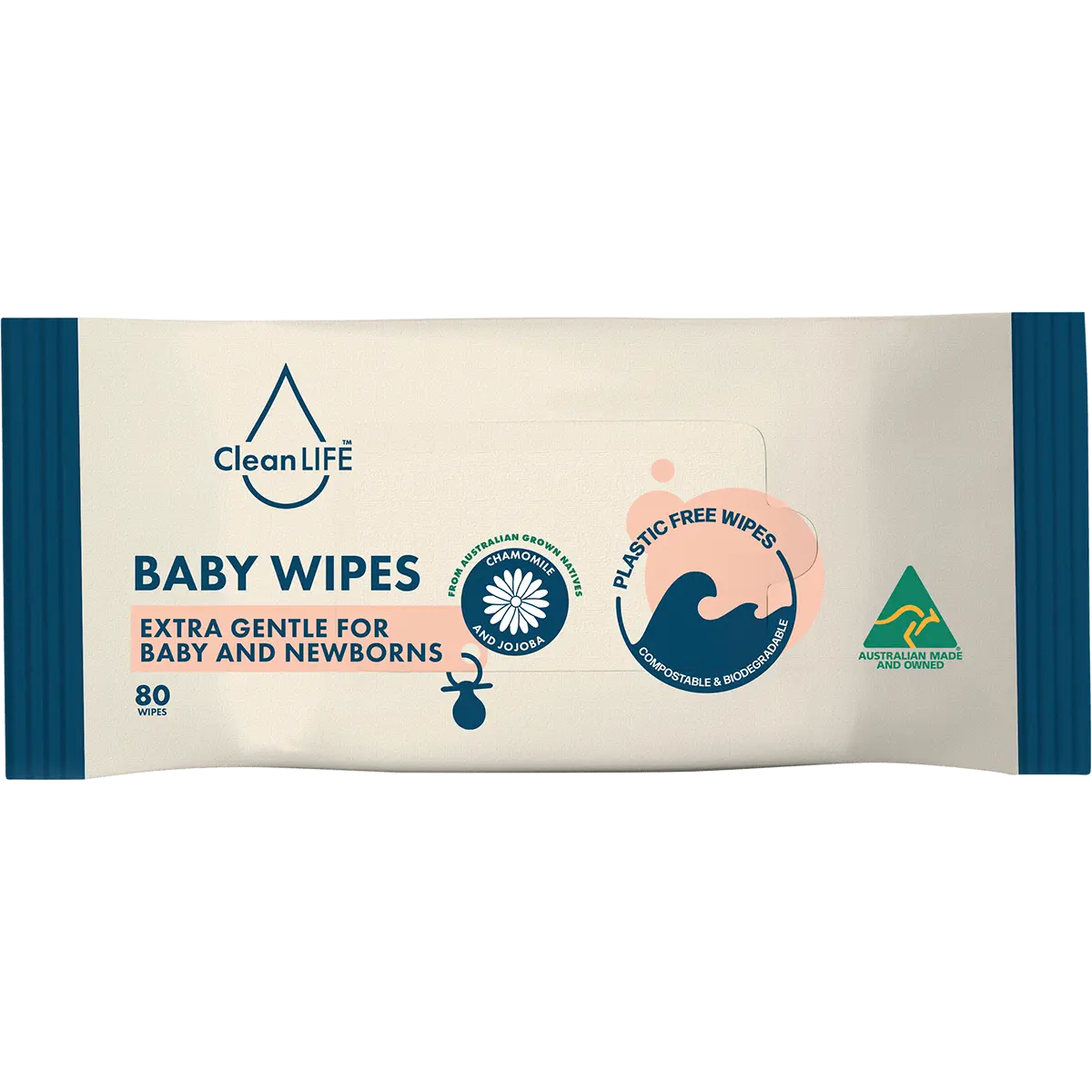 CleanLIFE Plastic Free Wipes Extra Gentle for Baby and Newborns 80pk