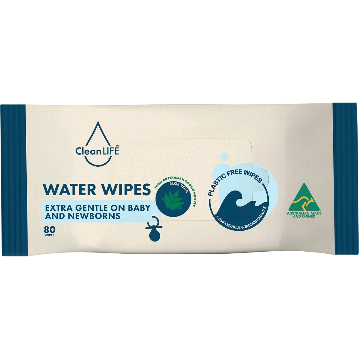 CleanLIFE Water Plastic Free Wipes Extra Gentle Baby and Newborns 80pk