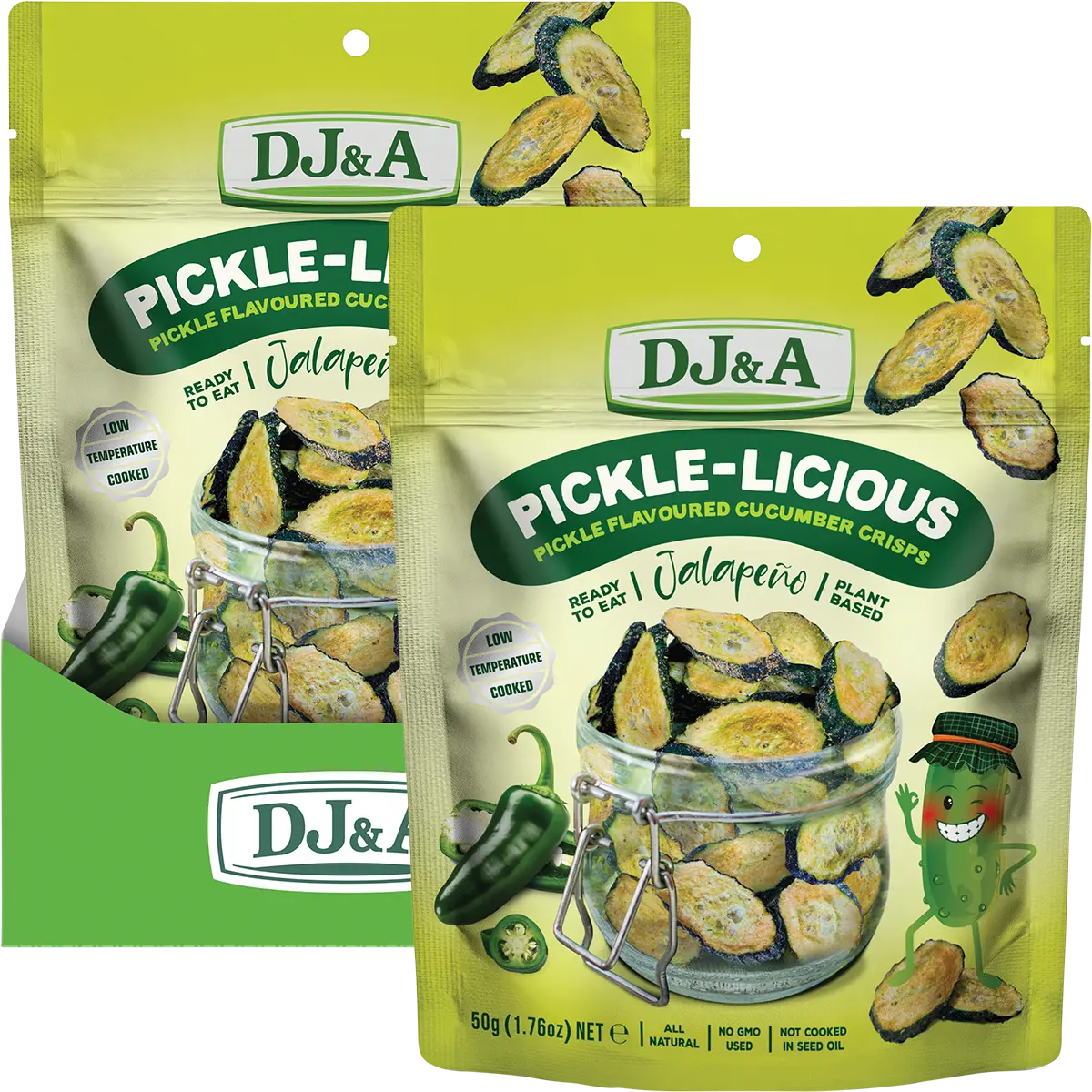 DJ&A Pickle-Licious Pickle Flavoured Cucumber Jalapeno 9x50g
