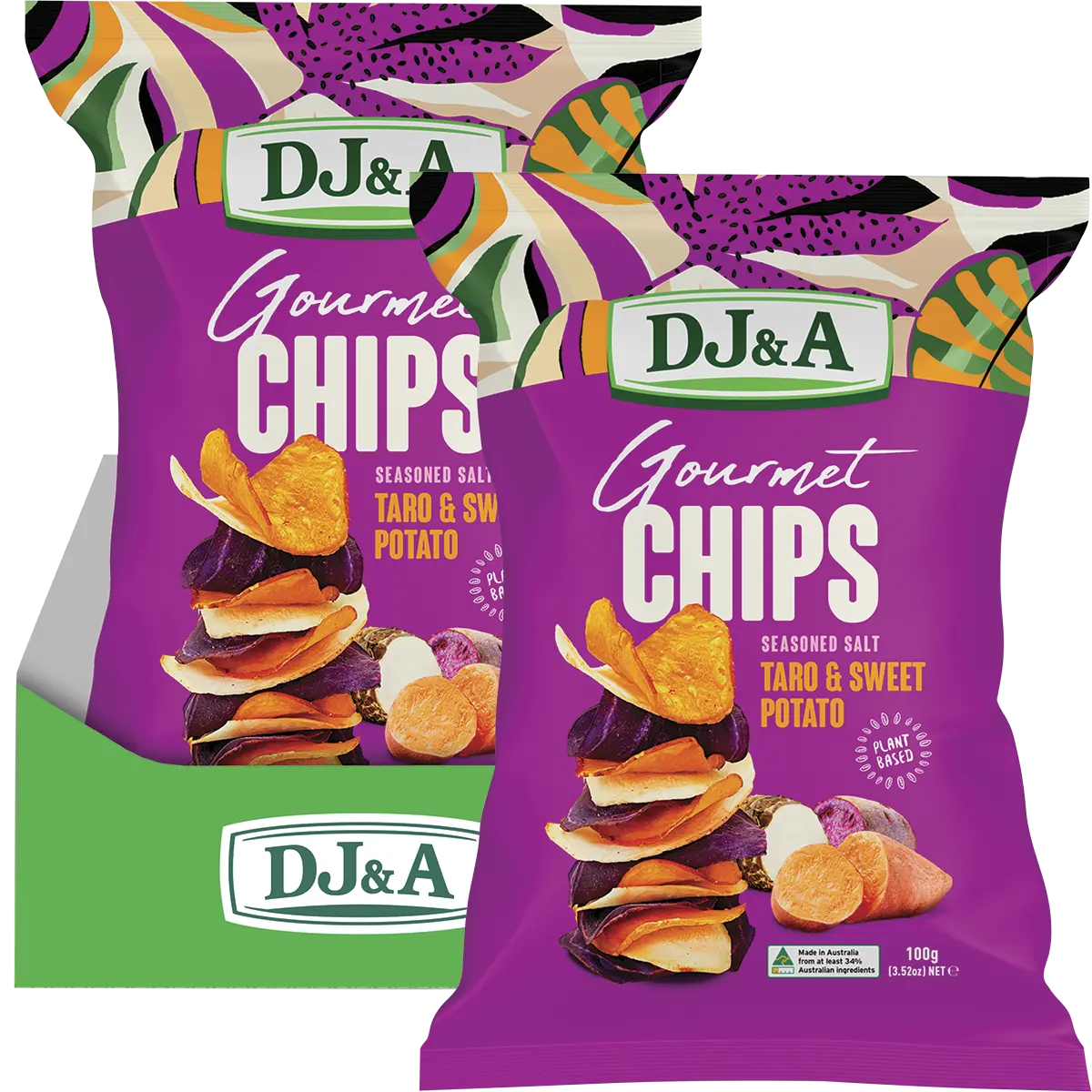 DJ&A Gourmet Chips Taro & Sweet Potato Seasoned Salt 5x100g