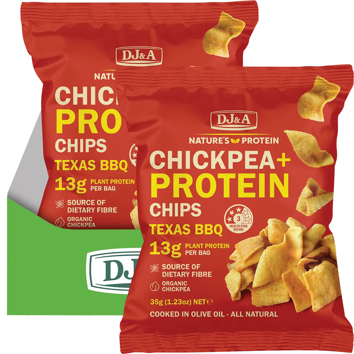 DJ&A Chickpea + Protein Chips Texas BBQ 9x35g