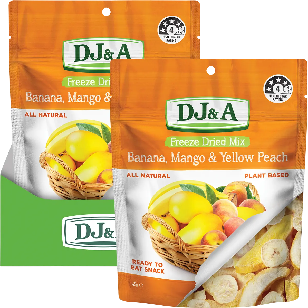 DJ&A Freeze Dried Banana, Mango & Yellow Peach 10x45g