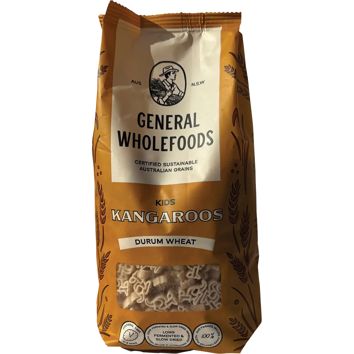 General Wholefoods Durum Wheat Pasta Kids Kangaroos 500g