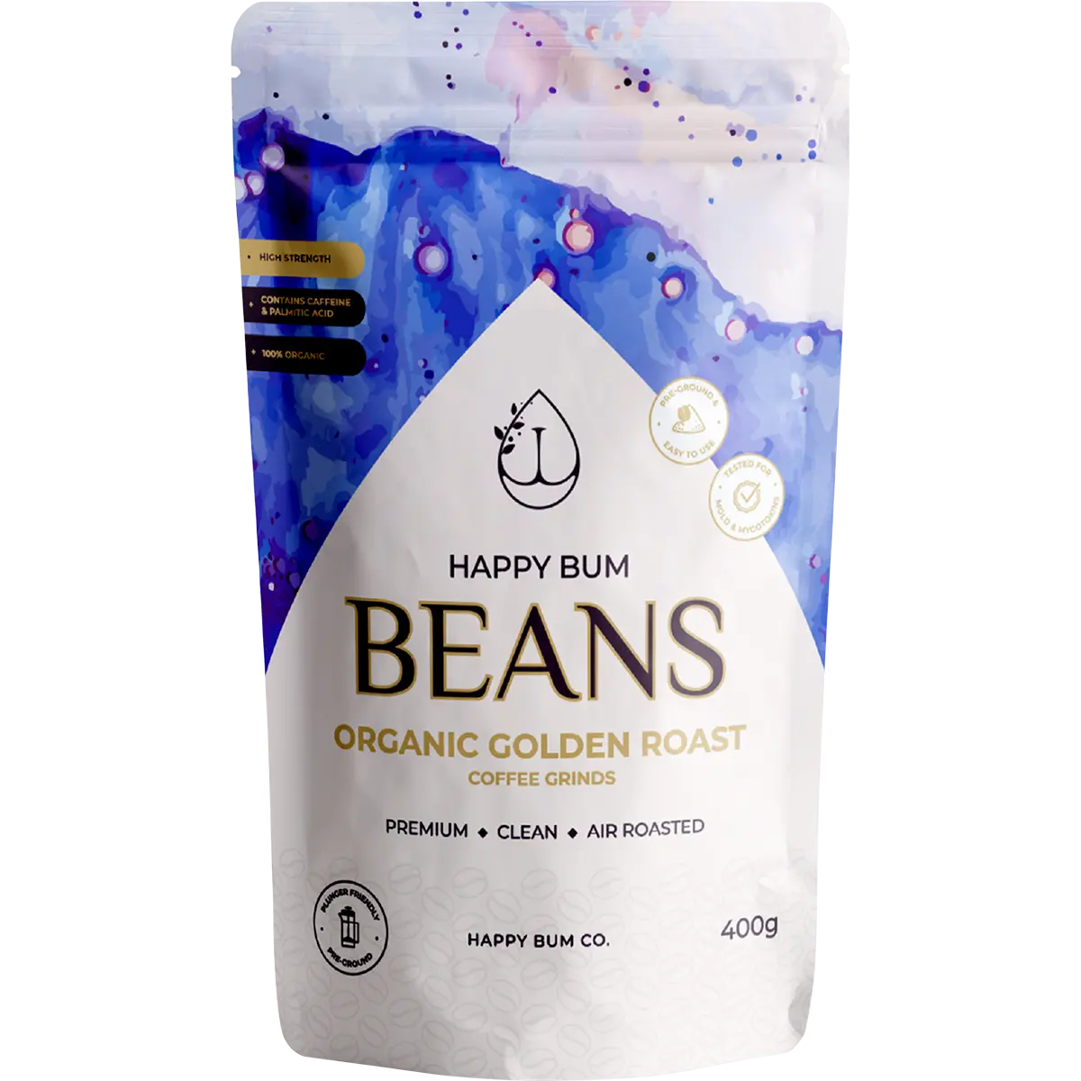 Happy Bum Co Ground Coffee Beans Golden Roast 400g