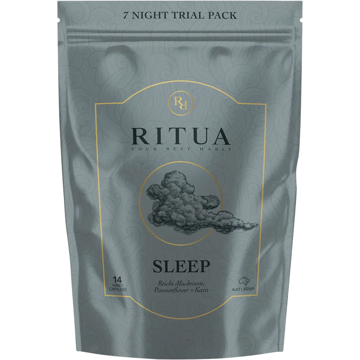 Ritua SLEEP Trial Pack Reishi Mushroom Passionflower Kava 14 Caps