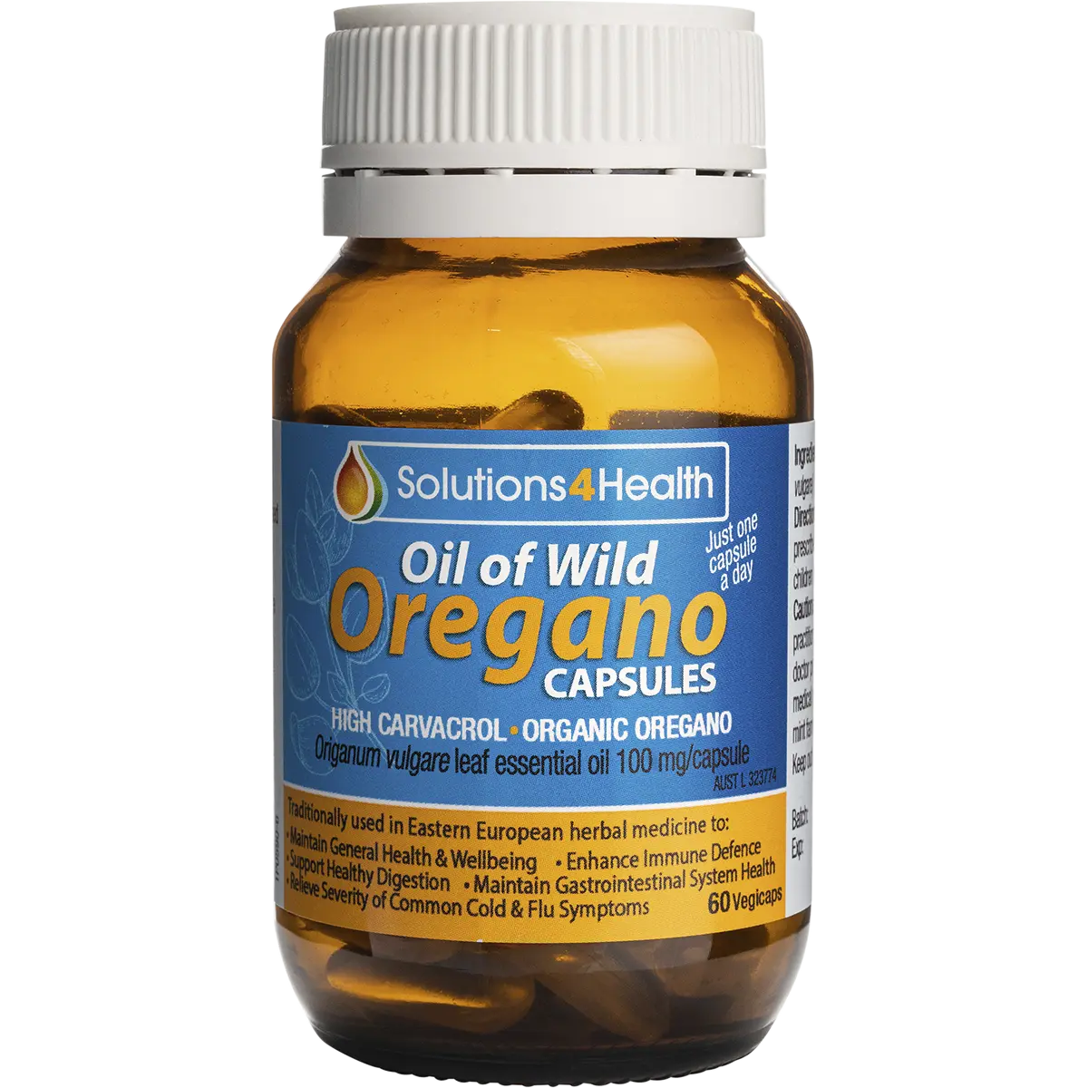 Solutions 4 Health Oil of Wild Oregano VegeCaps 60 Caps