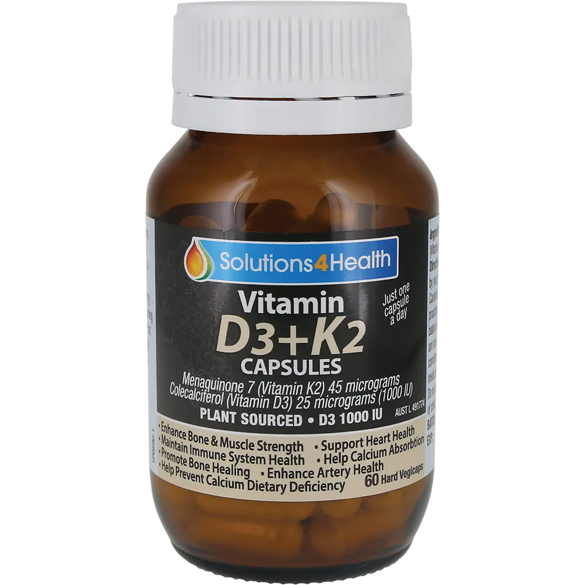 Solutions 4 Health Vitamin D3+K2 60 Caps