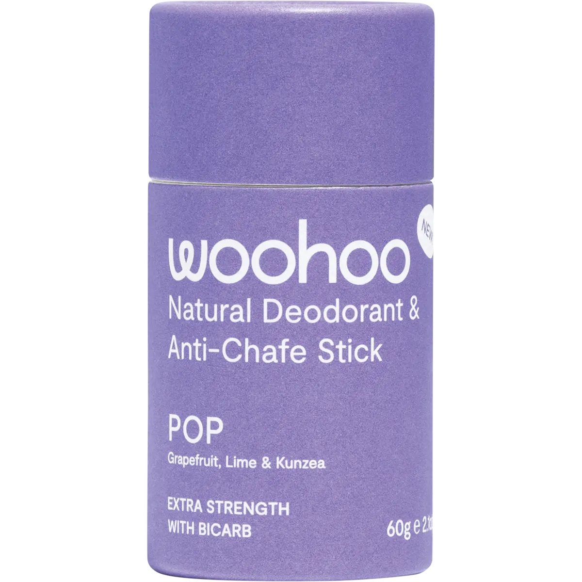 Woohoo Body Natural Deodorant Stick Pop Extra Strength (Anti-Chafe) 60g