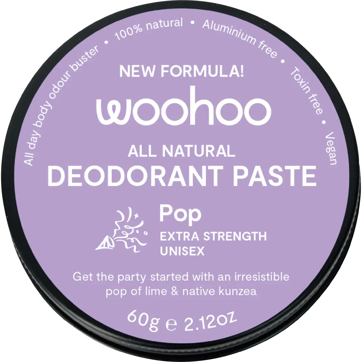 Woohoo Body Natural Deodorant Paste Tin Pop Extra Strength 60g