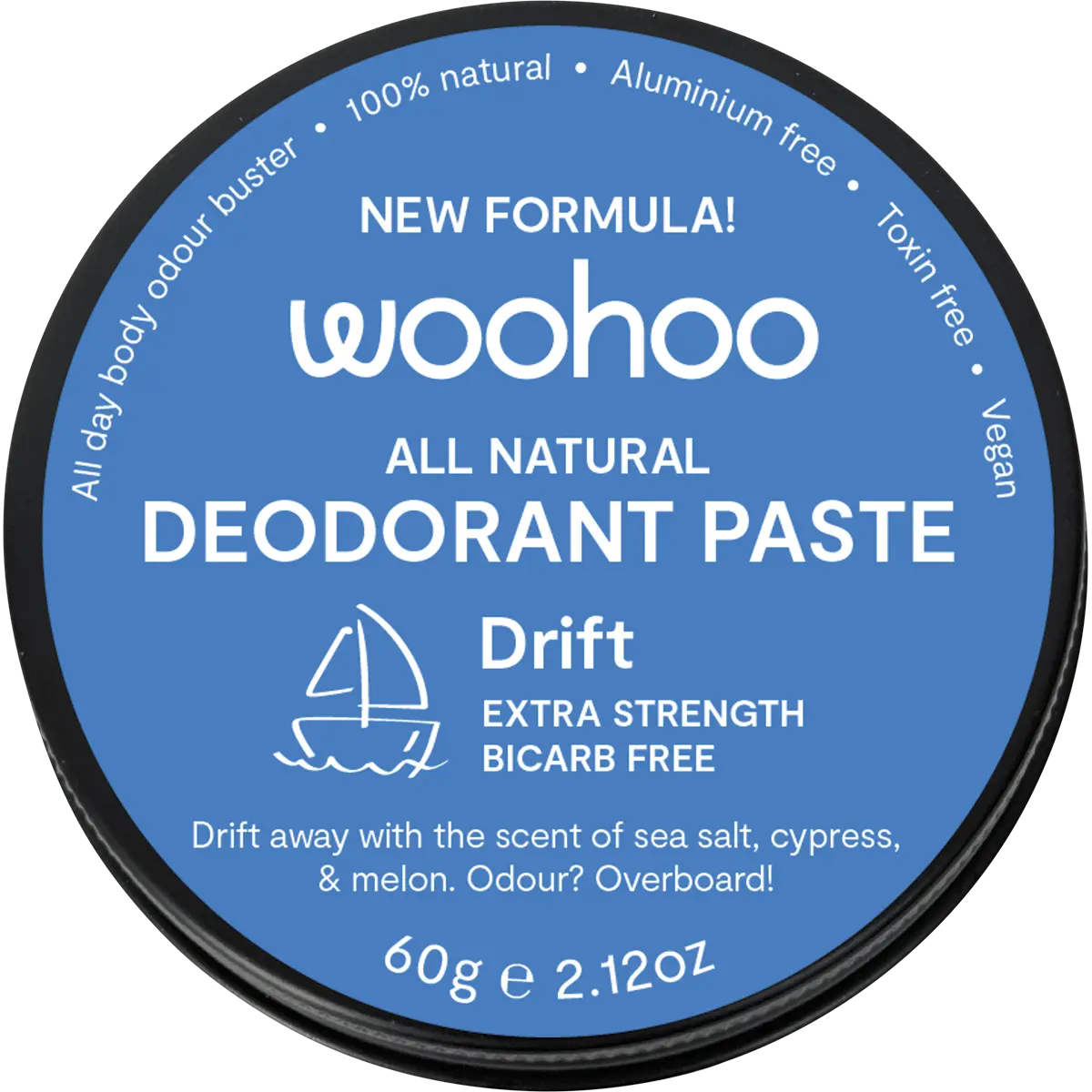 Woohoo Body Natural Deodorant Paste Tin Drift Extra Strength 60g
