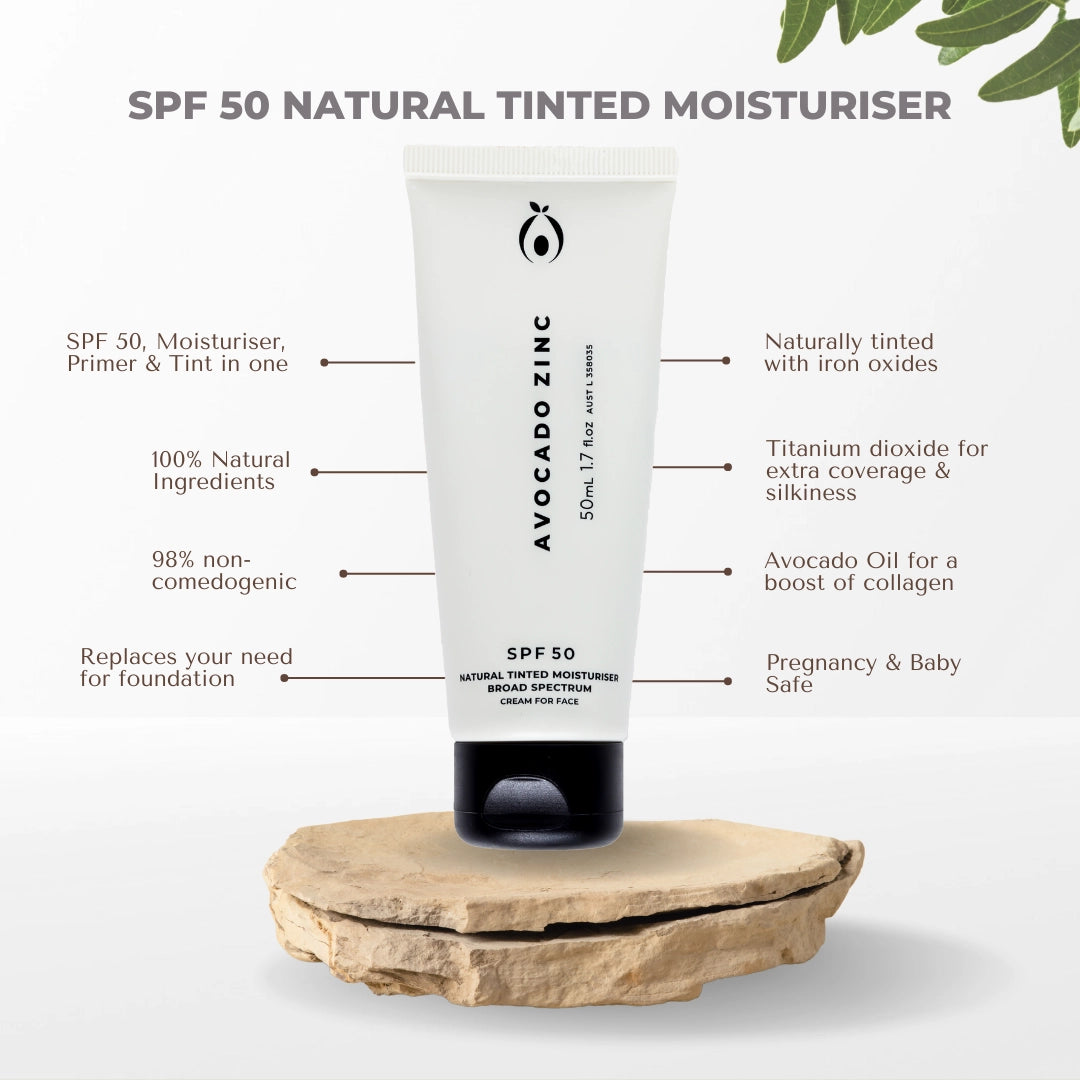 Avocado Zinc SPF50 Natural Tinted Moisturiser 50ml