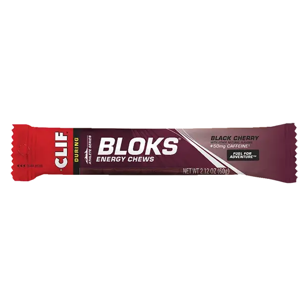 CLIF Bloks Energy Chews (BBD-23/09/26) Black Cherry Flavor with Caffeine 18 x 60g