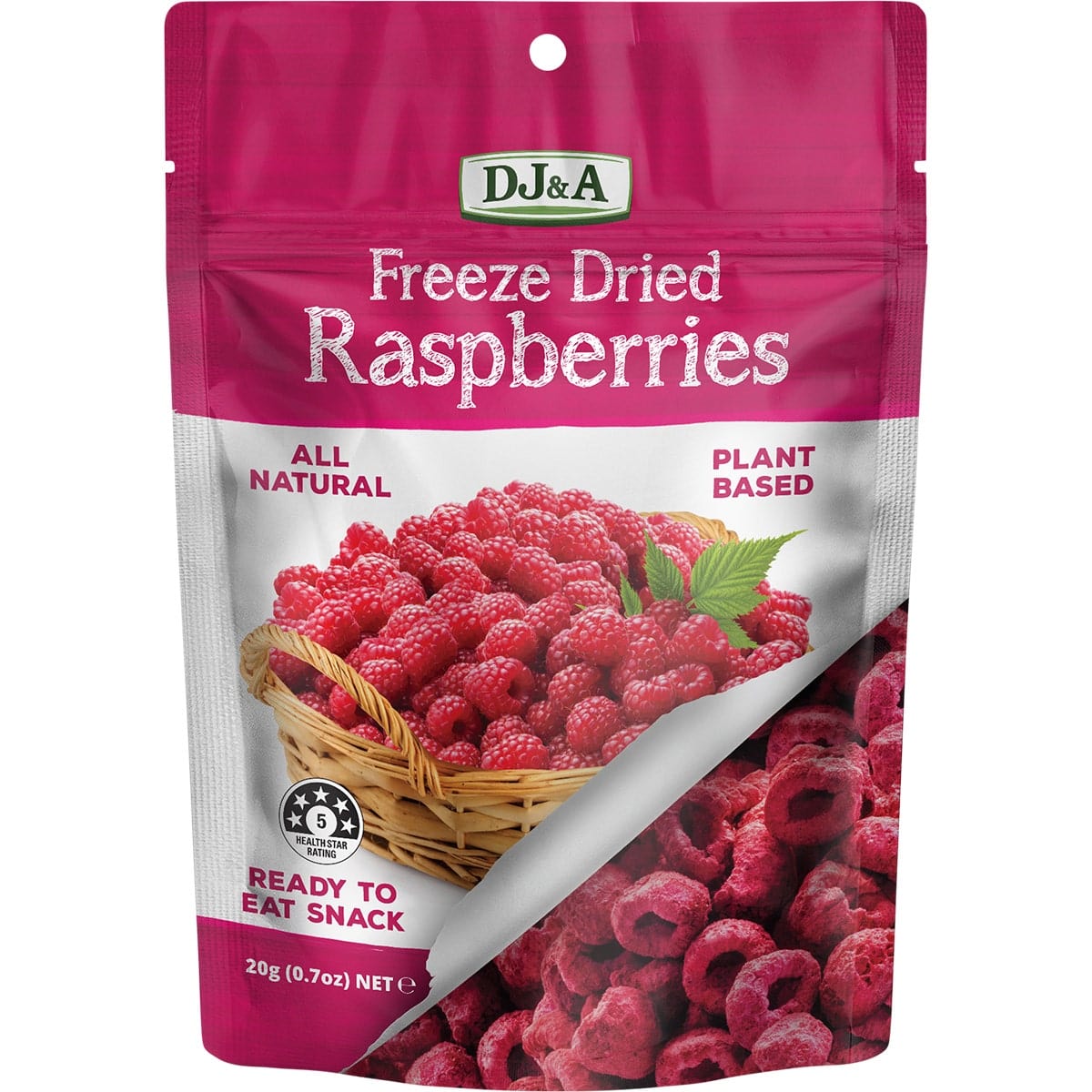 DJ&A Snack Foods DJ&A Freeze Dried Raspberries 10x20g