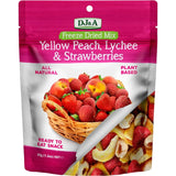 DJ&A Snack Foods DJ&A Freeze Dried Yellow Peach, Lychee & Strawberries 10x35g