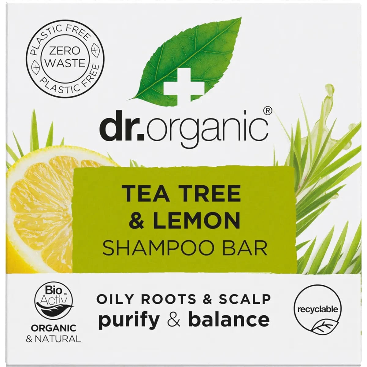 Dr. Organic Skin Care Dr. Organic Shampoo Bar Tea Tree & Lemon Oily Roots & Scalp 75g
