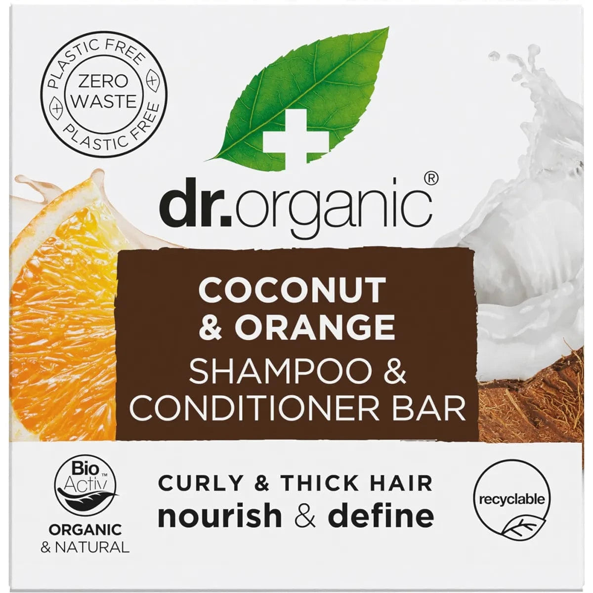 Dr. Organic Skin Care Dr. Organic Shampoo & Conditioner Bar Coconut Orange Curly & Thick 75g
