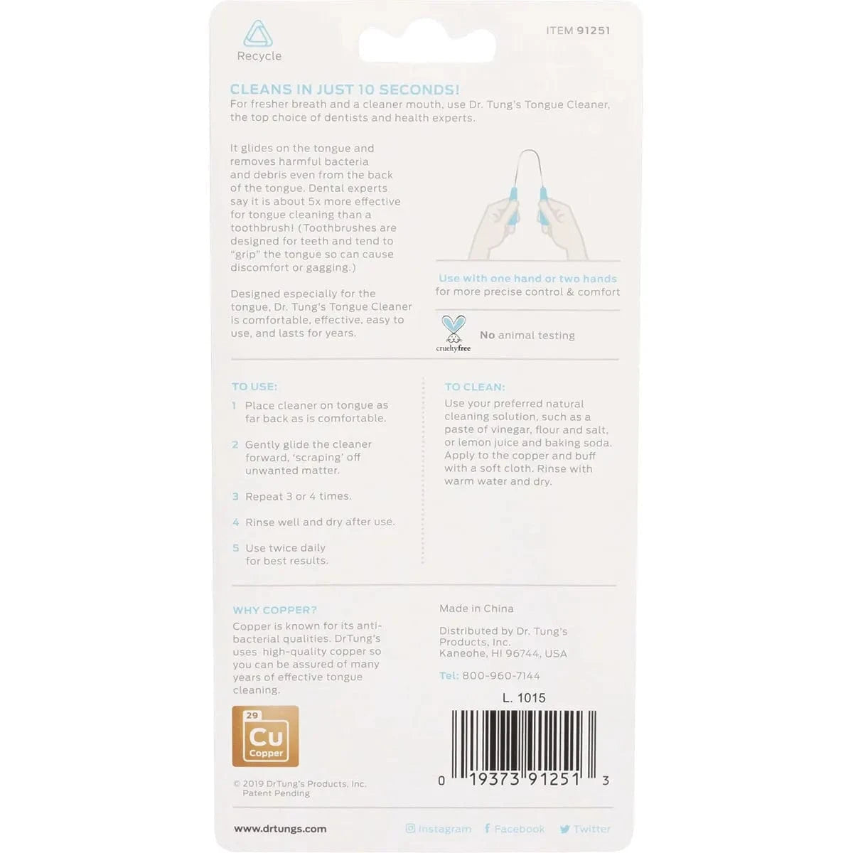 Dr. Tung Personal Care Dr. Tung - Copper Tongue Cleaner