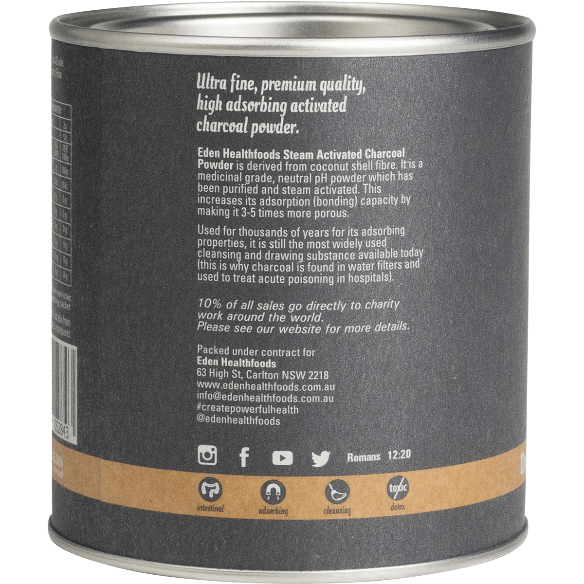 Eden Healthfoods Activated Charcoal 100g left-side product image
