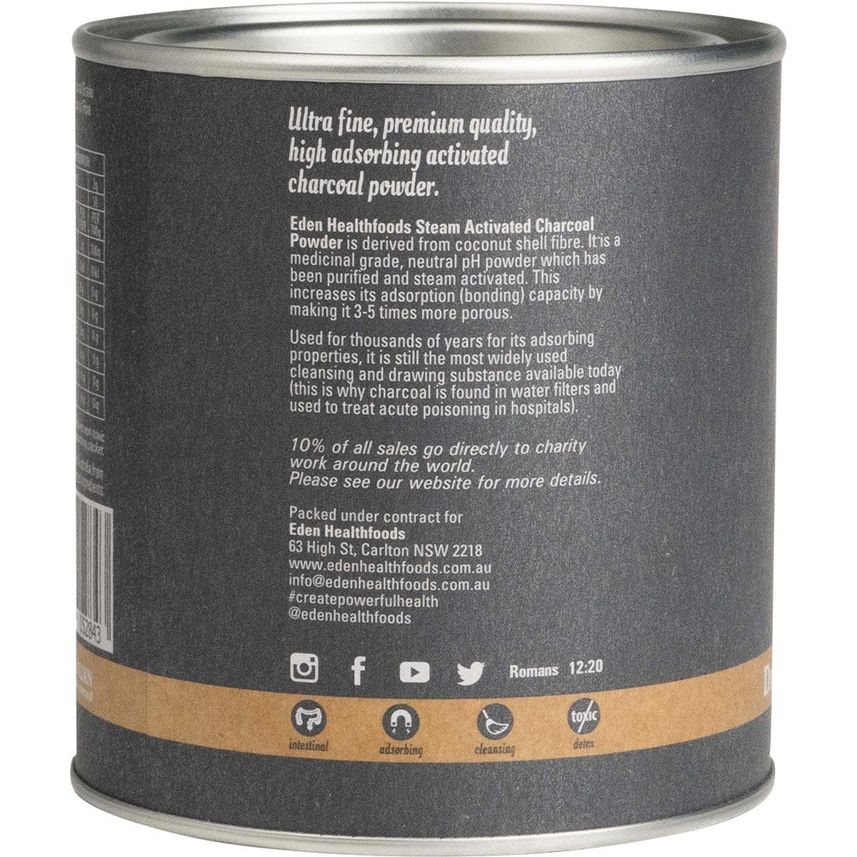 Eden HealthFoods Vitamins & Supplements Eden Healthfoods Activated Charcoal Steam Activated Powder