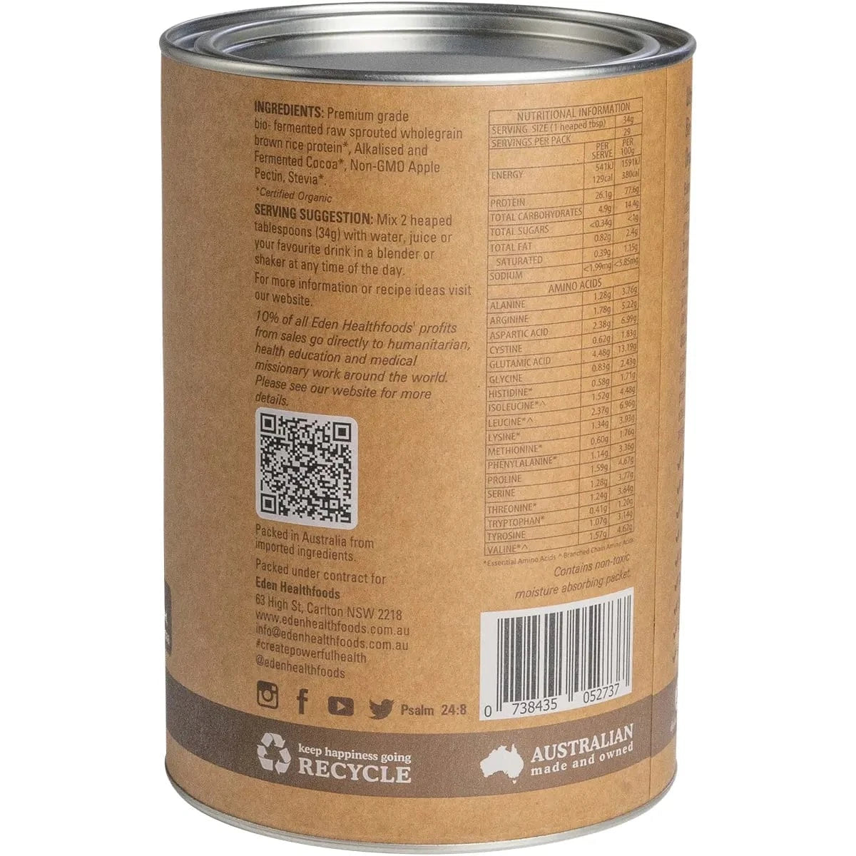 Eden HealthFoods Vitamins & Supplements Eden HealthFoods Ultimate Protein Sprouted Brown Rice Chocolate