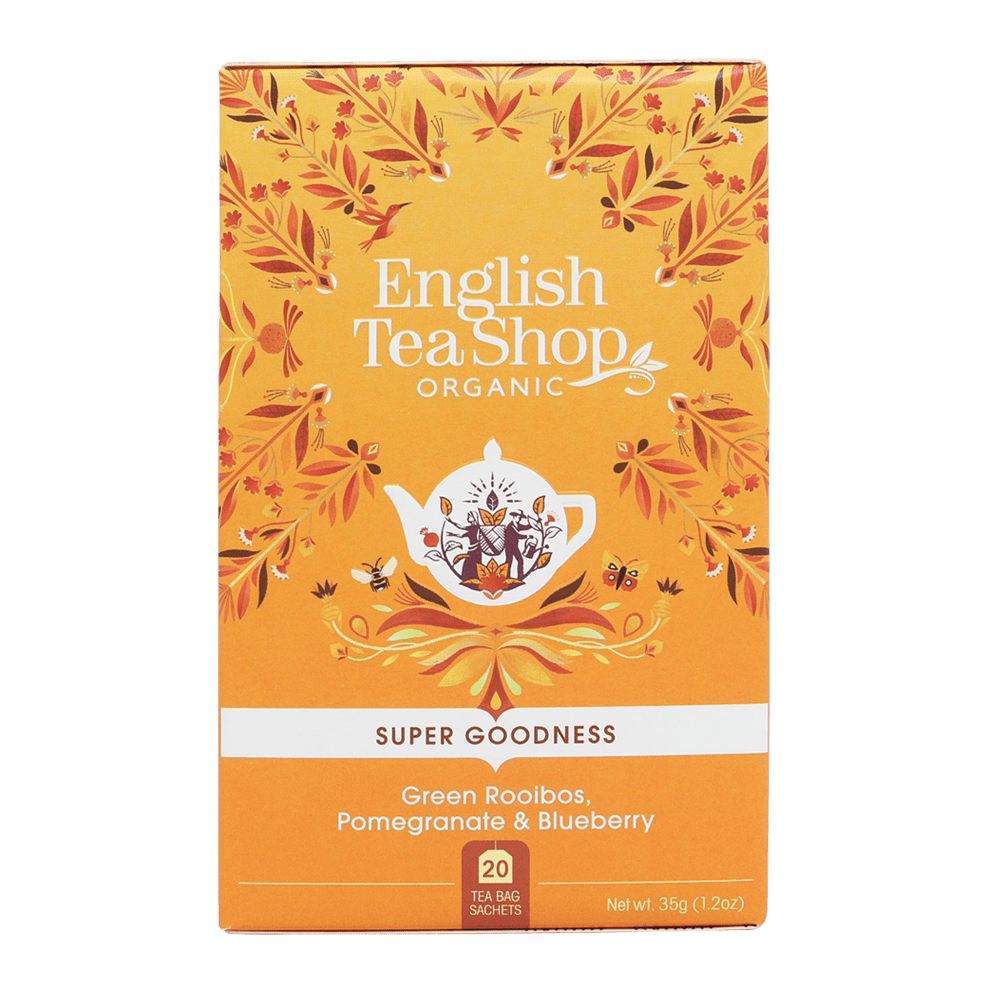 English Tea Shop Organic Tea (Clearance - BBD 11/01/25) English Tea Shop Organic Green Rooibos, Pomegranate & Blueberry (PACKET OF 20 SACHETS)