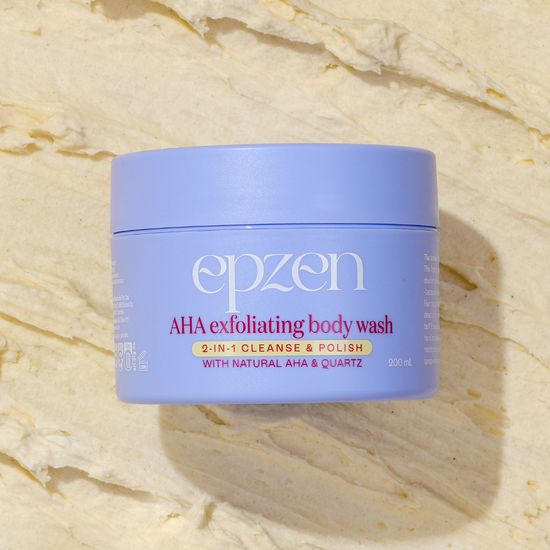 Epzen AHA Exfoliating Body Wash 2-in-1 Cleanse & Polish 200ml — official EPZEN styled product image
