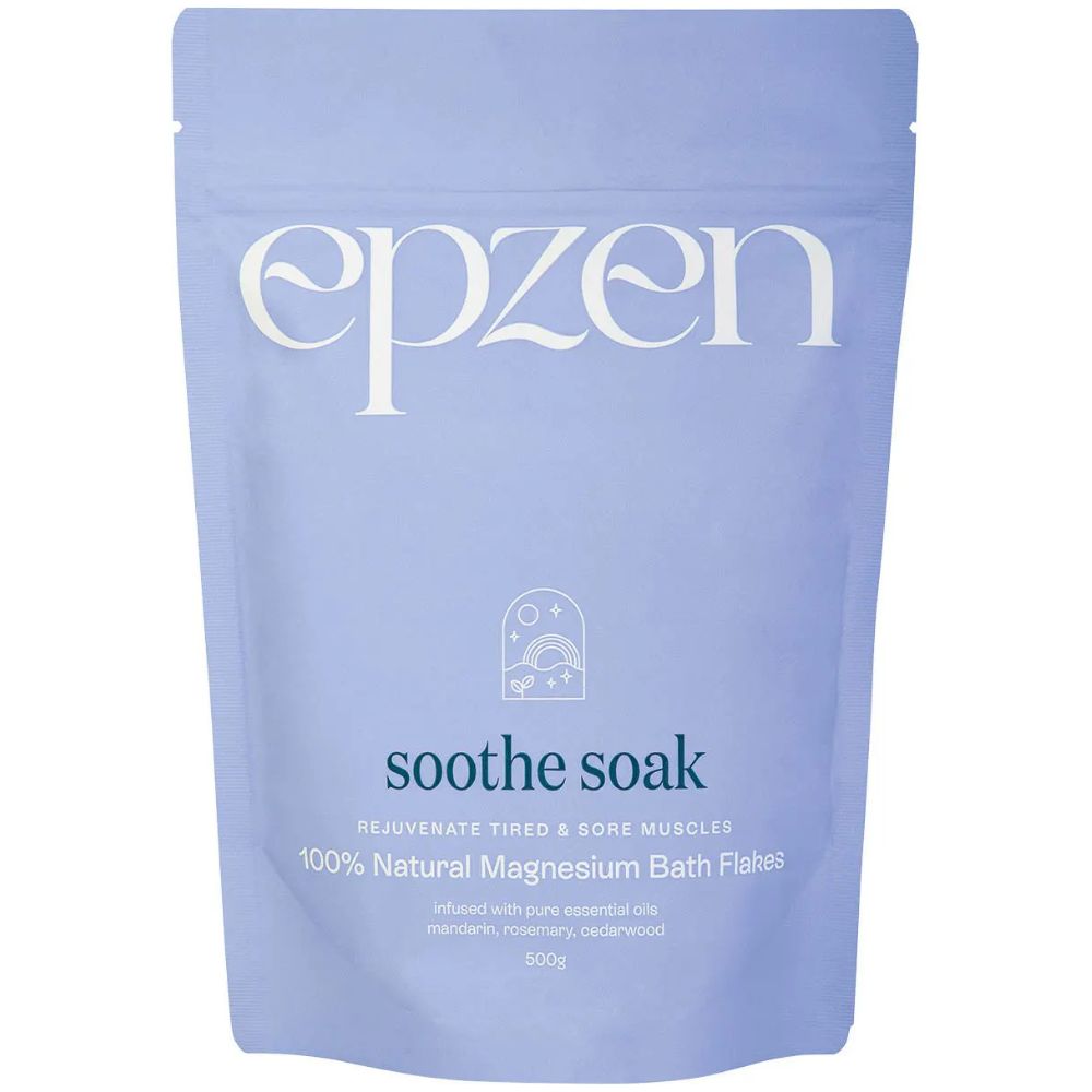 Epzen Magnesium Bath Flakes Soothe Soak 500g — exact front product image