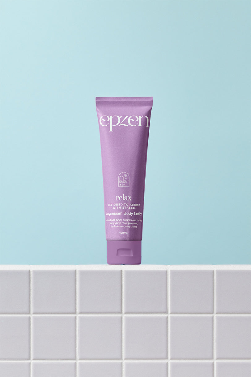 Epzen Magnesium Body Lotion Relax 100ml — official EPZEN bathroom lifestyle image