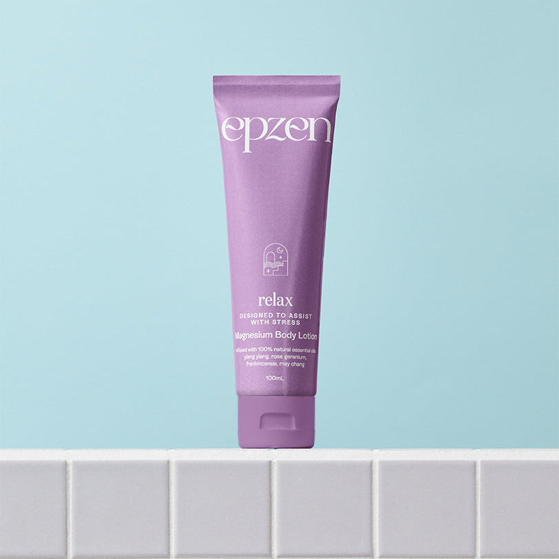 Epzen Magnesium Body Lotion Relax 100ml — official EPZEN bathroom lifestyle image