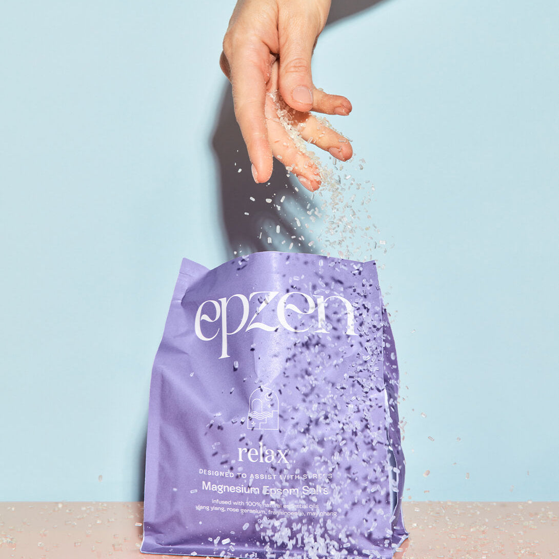Epzen Magnesium Bath Crystals Relax 900g — official EPZEN bath lifestyle image