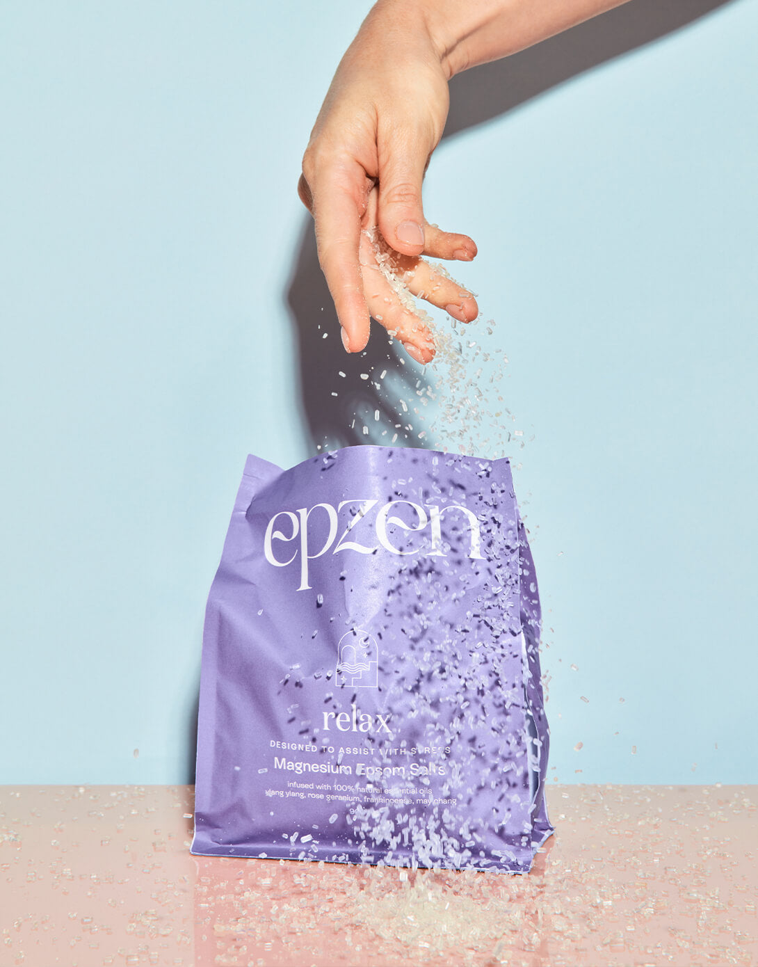 Epzen Magnesium Bath Crystals Relax 900g — official EPZEN bath lifestyle image